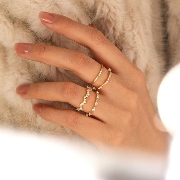 Gold 14k Gold Plated Cubic Zirconia 4pc Ring Set - Picture 2 of 3